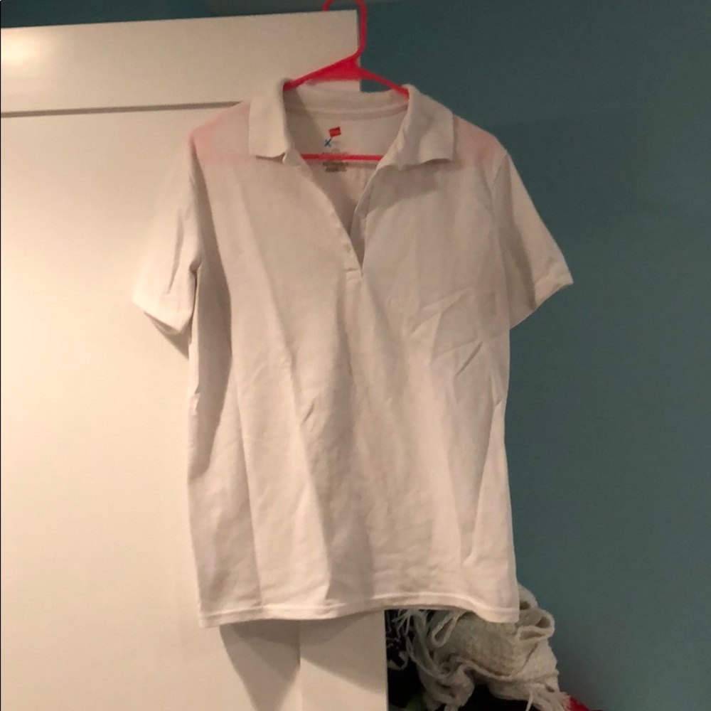 LAST CHANCE! DONATING SOON! White Hanes Polo